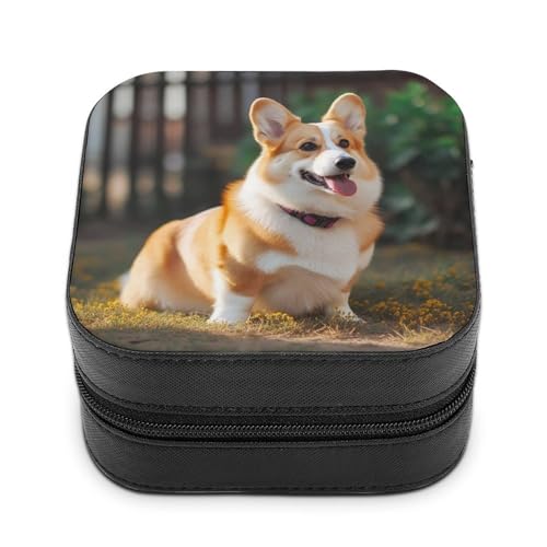 BVKWNTSA Hochwertige Corgi-Schmuckschatulle mit Hundemotiv für Reisende, kleine und praktische Schmuckaufbewahrung, einfach zu tragen von BVKWNTSA