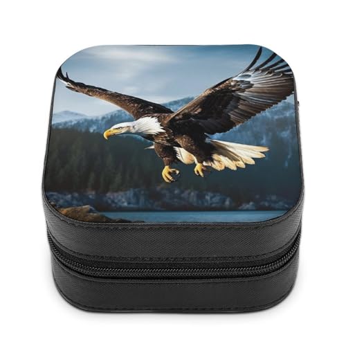 BVKWNTSA Hochwertige Schmuckschatulle mit Adler auf der Jagd, für Reisende, kleine und praktische Schmuckaufbewahrung, einfach zu tragen von BVKWNTSA