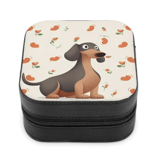 BVKWNTSA Hochwertige Schmuckschatulle mit Aufschrift "I Love My Dog Dachshunds" für Reisende, kleine und praktische Schmuckaufbewahrung, einfach zu tragen von BVKWNTSA