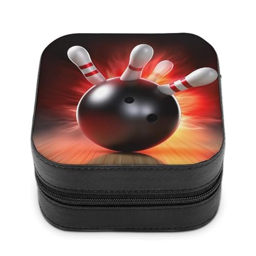 BVKWNTSA Hochwertige Schmuckschatulle mit Bowlingkugel-Aufdruck für Reisende, kleine und praktische Schmuckaufbewahrung, leicht zu tragen von BVKWNTSA