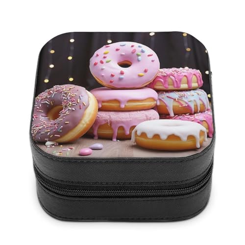 BVKWNTSA Hochwertige Schmuckschatulle mit Donut-Kuchen-Aufdruck für Reisende, kleine und praktische Schmuckaufbewahrung, einfach zu tragen von BVKWNTSA