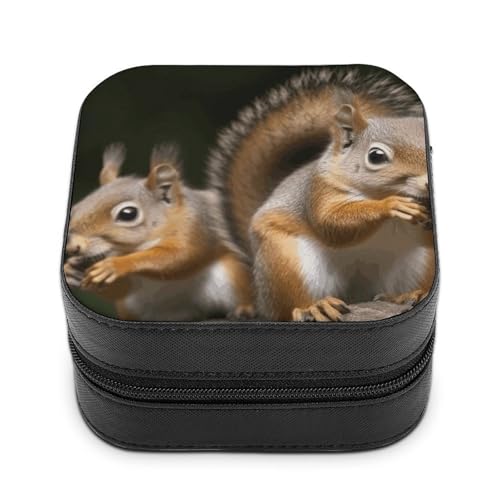 BVKWNTSA Hochwertige Schmuckschatulle mit Eichhörnchen-Motiv für Reisende, kleine und praktische Schmuckaufbewahrung, einfach zu tragen von BVKWNTSA