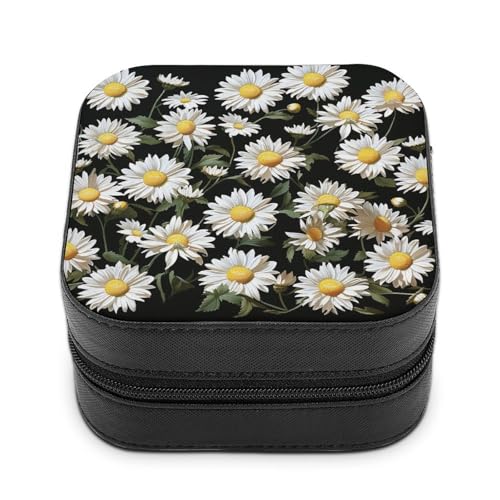 BVKWNTSA Hochwertige Schmuckschatulle mit Gänseblümchen-Aufdruck für Reisende, kleine und praktische Schmuckaufbewahrung, einfach zu tragen von BVKWNTSA