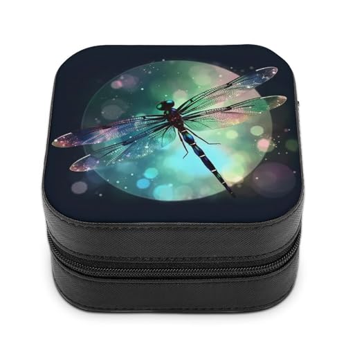 BVKWNTSA Hochwertige Schmuckschatulle mit Galaxie-Motiv und Libelle für Reisende, kleine und praktische Schmuckaufbewahrung, einfach zu tragen von BVKWNTSA