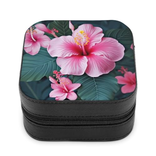BVKWNTSA Hochwertige Schmuckschatulle mit Hawaii-Blumendruck für Reisende, kleine und praktische Schmuckaufbewahrung, leicht zu tragen von BVKWNTSA