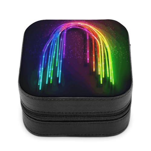 BVKWNTSA Hochwertige Schmuckschatulle mit Regenbogen-Neon-Druck für Reisende, kleine und praktische Schmuckaufbewahrung, einfach zu tragen von BVKWNTSA