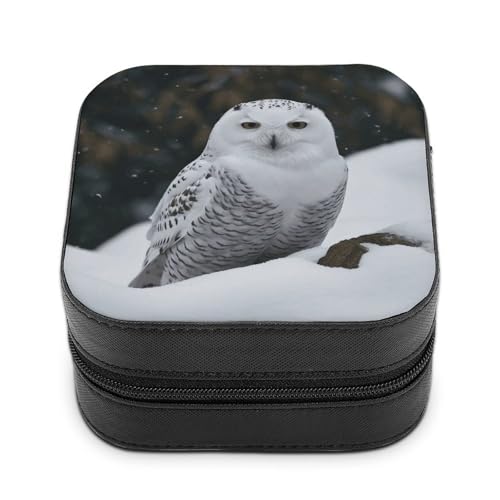 BVKWNTSA Hochwertige Schmuckschatulle mit Schneeeule für Reisende, kleine und praktische Schmuckaufbewahrung, einfach zu tragen von BVKWNTSA