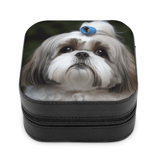 BVKWNTSA Hochwertige Schmuckschatulle mit Shih Tzu-Hundemotiv, für Reisende, kleine und praktische Schmuckaufbewahrung, einfach zu tragen von BVKWNTSA