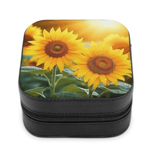 BVKWNTSA Hochwertige Schmuckschatulle mit Sonnenblumen-Motiv für Reisende, kleine und praktische Schmuckaufbewahrung, einfach zu tragen von BVKWNTSA