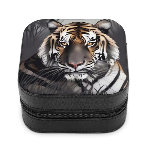 BVKWNTSA Hochwertige Schmuckschatulle mit Tigermotiv, bedruckt für Reisende, kleine und praktische Schmuckaufbewahrung, einfach zu tragen BVKWNTSA Hochwertige Schmuckschatulle mit Tigermotiv, bedruckt für Reisende, kleine und praktische Schmuckaufbewahrung, einfach zu tragen von BVKWNTSA