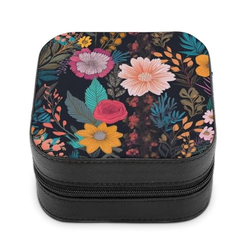 BVKWNTSA Hochwertige Schmuckschatulle mit buntem Boho-Blumendruck für Reisende, kleine und praktische Schmuckaufbewahrung, leicht zu tragen von BVKWNTSA