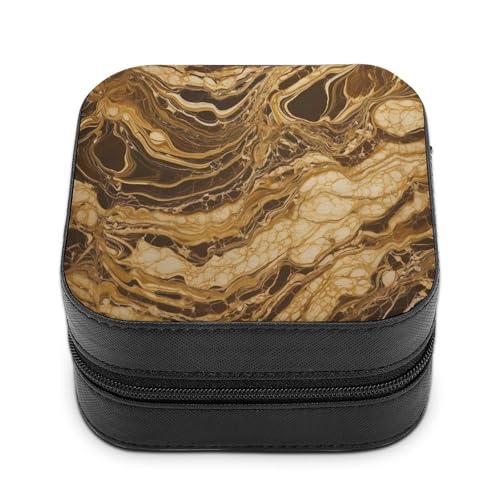 BVKWNTSA Hochwertige Schmuckschatulle mit goldenem Marmor-Aufdruck für Reisende, kleine und praktische Schmuckaufbewahrung, einfach zu tragen von BVKWNTSA