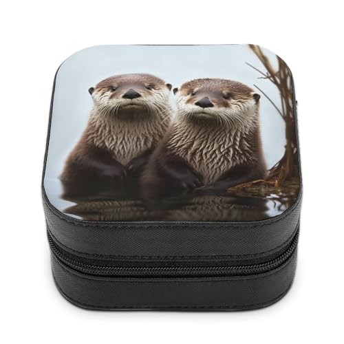 BVKWNTSA Hochwertige Schmuckschatulle mit süßem Otter-Aufdruck für Reisende, kleine und praktische Schmuckaufbewahrung, einfach zu tragen von BVKWNTSA