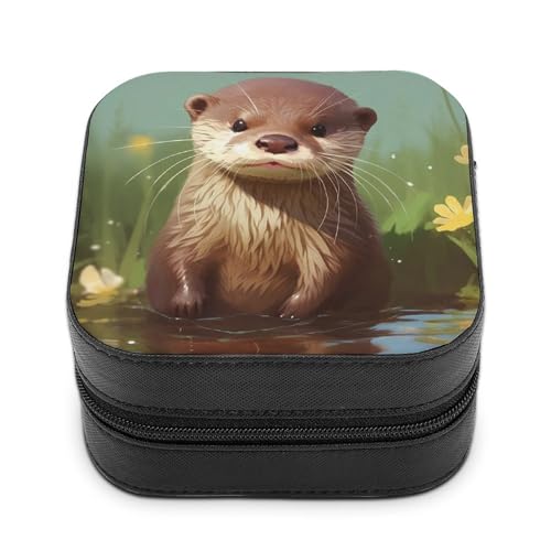 BVKWNTSA Hochwertige süße Otter_77854766 bedruckte Schmuckschatulle für Reisende, kleine und praktische Schmuckaufbewahrung, Artefakt, einfach zu tragen von BVKWNTSA