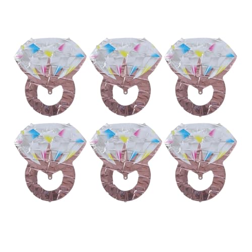 BVMKNI 6 Stück Diamant Ring Ballons, Folienballons Kugel Ballons, Brautparty, Hochzeit, Verlobung (Rose Gold) von BVMKNI
