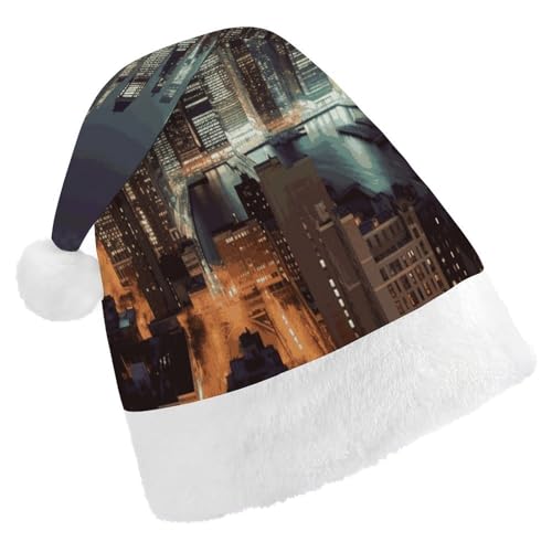 BVNMT Festliche Weihnachtsmütze für Erwachsene, 43,4 x 29,7 cm, Polyester, Freude für die Feiertage, New York City, bedruckte Weihnachtsmütze, Weihnachtsmütze, Partyhut für Erwachsene, Damen, Herren BVNMT Festliche Weihnachtsmütze für Erwachsene, 43,4 x 29,7 cm, Polyester, Freude für die Feiertage, New York City, bedruckte Weihnachtsmütze, Weihnachtsmütze, Partyhut für Erwachsene, Damen, Herren von BVNMT