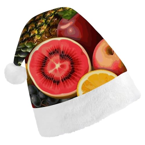 BVNMT Festliche Weihnachtsmütze für Erwachsene, 43,4 x 29,7 cm, Polyester, Freude für die Feiertage, frische saftige Früchte, bedruckte Weihnachtsmütze, Weihnachtsmütze, Partyhut für Erwachsene, Damen BVNMT Festliche Weihnachtsmütze für Erwachsene, 43,4 x 29,7 cm, Polyester, Freude für die Feiertage, frische saftige Früchte, bedruckte Weihnachtsmütze, Weihnachtsmütze, Partyhut für Erwachsene, Damen von BVNMT