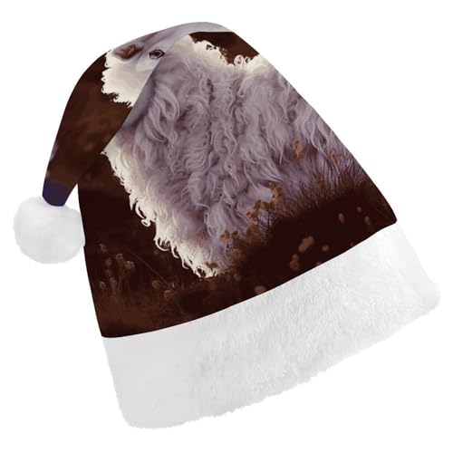 BVNMT Festliche Weihnachtsmütze für Erwachsene, 43,4 x 29,7 cm, Polyester, Schaf _77994455, bedruckte Weihnachtsmütze, Weihnachtsmütze, Partyhut für Erwachsene, Damen, Herren von BVNMT