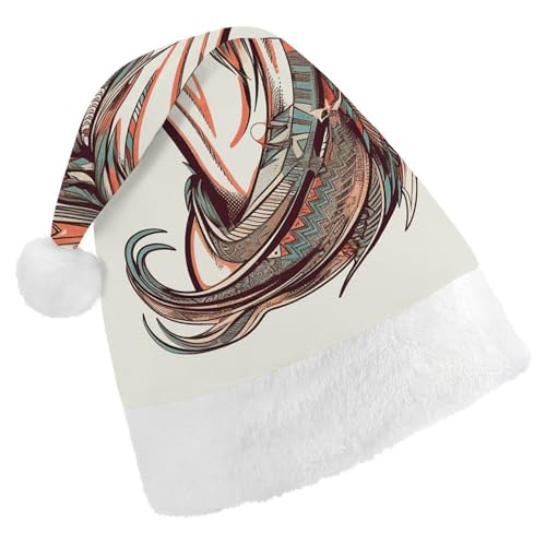 BVNMT Festliche Weihnachtsmütze für Erwachsene (43,4 x 29,7 cm) – Polyester-Freude für die Feiertage, Amor-Pfeil, Liebe, Pferd, bedruckte Weihnachtsmütze, Weihnachtsmütze, Partyhut für Erwachsene von BVNMT