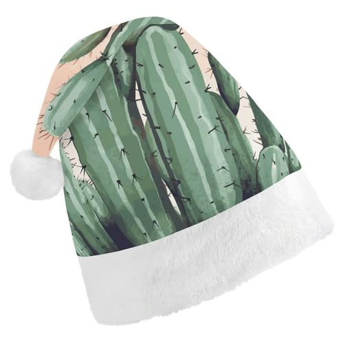 BVNMT Festliche Weihnachtsmütze für Erwachsene (43,4 x 29,7 cm) – Polyester-Freude für die Feiertage, Aquarell, grün bedruckt, Weihnachtsmütze, Weihnachtsmütze, Partyhut für Erwachsene, Damen, Herren von BVNMT