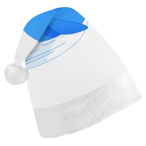BVNMT Festliche Weihnachtsmütze für Erwachsene (43,4 x 29,7 cm) – Polyester-Freude für die Feiertage, Blauwal-Herzmuster, bedruckte Weihnachtsmütze, Weihnachtsmütze, Partyhut für Erwachsene, Damen von BVNMT