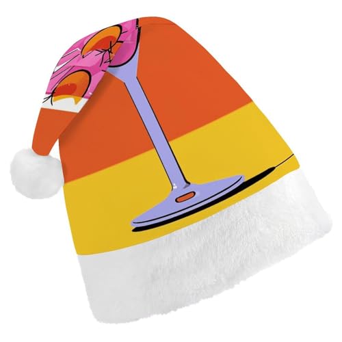 BVNMT Festliche Weihnachtsmütze für Erwachsene (43,4 x 29,7 cm) – Polyester-Freude für die Feiertage, Cabana-Cocktail, farbig bedruckte Weihnachtsmütze, Weihnachtsmütze, Weihnachtsmütze, Partyhut für von BVNMT