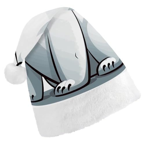 BVNMT Festliche Weihnachtsmütze für Erwachsene (43,4 x 29,7 cm) – Polyester-Freude für die Feiertage, Eisbär, bedruckte Weihnachtsmütze, Weihnachtsmütze, Weihnachtsmütze, Partyhut für Erwachsene von BVNMT