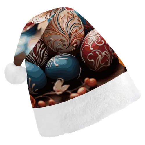BVNMT Festliche Weihnachtsmütze für Erwachsene (43,4 x 29,7 cm) – Polyester-Freude für die Feiertage, Frohe Ostern, bedruckte Weihnachtsmütze, Weihnachtsmütze, Weihnachtsmütze, Partyhut für Erwachsene von BVNMT