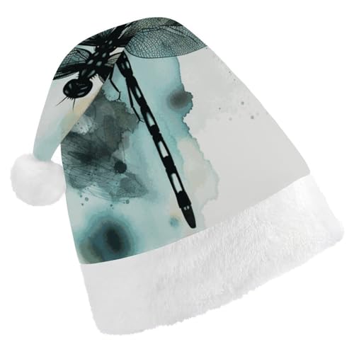 BVNMT Festliche Weihnachtsmütze für Erwachsene (43,4 x 29,7 cm) – Polyester-Freude für die Feiertage, Tinte Libelle, bedruckt, Weihnachtsmütze, Weihnachtsmütze, Partyhut für Erwachsene, Damen, Herren von BVNMT