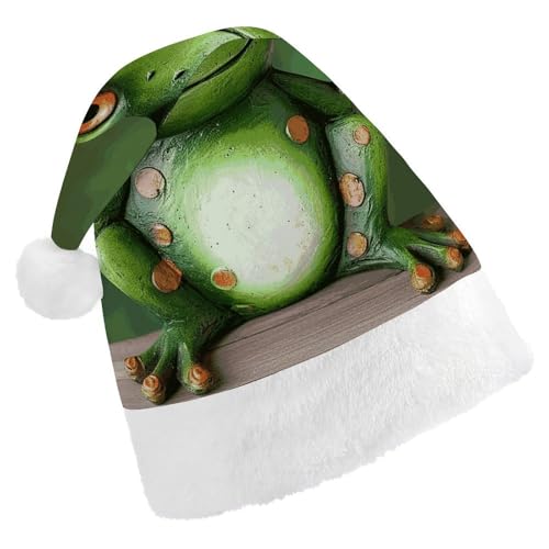 BVNMT Festliche Weihnachtsmütze für Erwachsene (43,4 x 29,7 cm) – Polyester-Freude für die Feiertage, Willkommensfrosch, bedruckte Weihnachtsmütze, Weihnachtsmütze, Weihnachtsmütze, Partyhut für von BVNMT