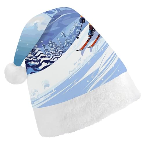 BVNMT Festliche Weihnachtsmütze für Erwachsene (43,4 x 29,7 cm) – Polyester-Freude für die Feiertage, Winter, Skifahren, bedruckte Weihnachtsmütze, Weihnachtsmütze, Weihnachtsmütze, Partyhut für von BVNMT