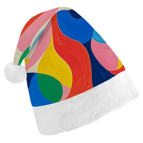 BVNMT Festliche Weihnachtsmütze für Erwachsene (43,4 x 29,7 cm) – Polyester-Freude für die Feiertage, abstrakte Malerei, bunte Muster, bedruckte Weihnachtsmütze, Weihnachtsmütze, Partyhut für von BVNMT