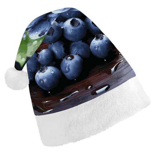 BVNMT Festliche Weihnachtsmütze für Erwachsene (43,4 x 29,7 cm) – Polyester-Freude für die Feiertage, köstliche Blaubeeren, bedruckte Weihnachtsmütze, Weihnachtsmütze, Weihnachtsmütze, Partyhut für von BVNMT