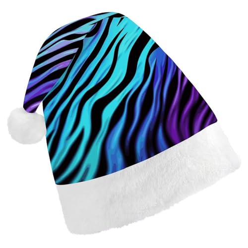 BVNMT Festliche Weihnachtsmütze für Erwachsene (43,4 x 29,7 cm) – Polyester-Freude für die Feiertage, lila, blau, grün, Camouflage, Zebrastreifen, bedruckte Weihnachtsmütze, Weihnachtsmütze, Partyhut von BVNMT