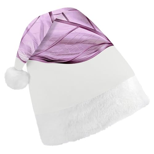 BVNMT Festliche Weihnachtsmütze für Erwachsene (43,4 x 29,7 cm) – Polyester-Freude für die Feiertage, lila Blätter, bedruckte Weihnachtsmütze, Weihnachtsmütze, Weihnachtsmütze, Partyhut für Erwachsene von BVNMT