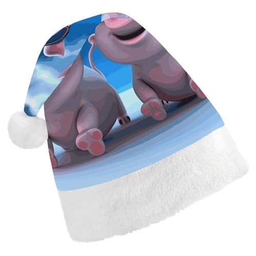 BVNMT Festliche Weihnachtsmütze für Erwachsene (43,4 x 29,7 cm) – Polyester-Freude für die Feiertage, lustige 3D-Schweinchen, bedruckte Weihnachtsmütze, Weihnachtsmütze, Partyhut für Erwachsene, Damen von BVNMT