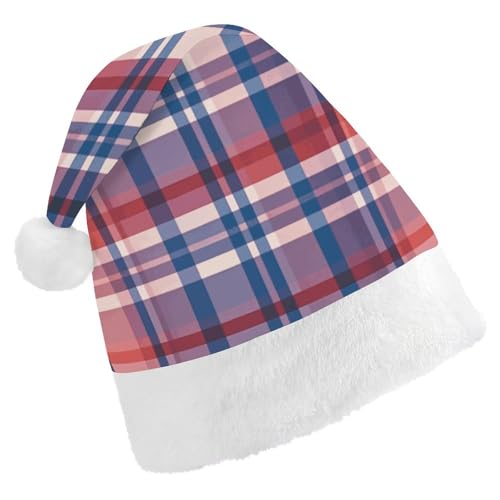 Festliche Weihnachtsmütze für Erwachsene (43,4 x 29,7 cm) – Polyester-Freude für die Feiertage, Bethel, kariert, bedruckt, Weihnachtsmütze, Weihnachtsmütze, Partyhut für Erwachsene, Damen, Herren von BVNMT