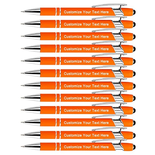 Bis Zu 300 Stück Personalisierbarer Kugelschreiber, Personalisierter Metall Stift mit Stylus, Kugelschreiber mit Namen, Logo, Nachricht Gravur Geschenk für Frauen Männer-12 Stück von BVlleorueoi