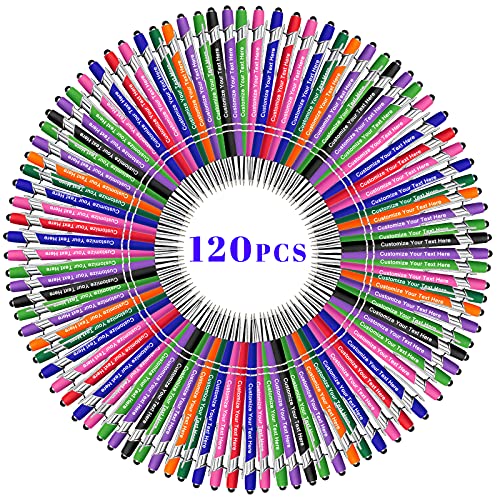 Bis Zu 300 Stück Personalisierbarer Kugelschreiber, Personalisierter Metall Stift mit Stylus, Kugelschreiber mit Namen, Logo, Nachricht Gravur Geschenk für Frauen Männer-120 Stück von BVlleorueoi