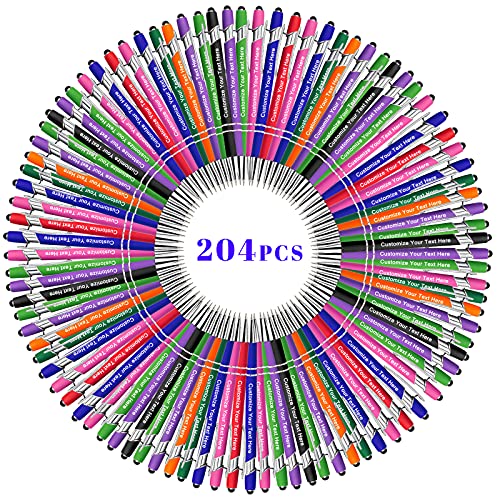 Bis Zu 300 Stück Personalisierbarer Kugelschreiber, Personalisierter Metall Stift mit Stylus, Kugelschreiber mit Namen, Logo, Nachricht Gravur Geschenk für Frauen Männer-204 Stück von BVlleorueoi