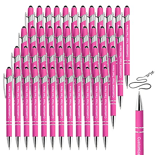 BVlleorueoi Bis Zu 300 Stück Personalisierbarer Kugelschreiber, Personalisierter Metall Stift mit Stylus, Kugelschreiber mit Namen, Logo, Nachricht Gravur Geschenk für Frauen Männer-48 Stück von BVlleorueoi