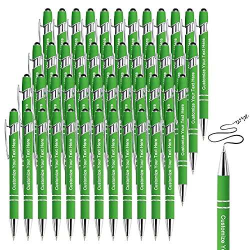 BVlleorueoi Bis Zu 300 Stück Personalisierbarer Kugelschreiber, Personalisierter Metall Stift mit Stylus, Kugelschreiber mit Namen, Logo, Nachricht Gravur Geschenk für Frauen Männer-48 Stück von BVlleorueoi