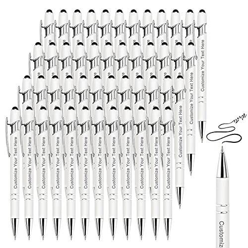 BVlleorueoi Bis Zu 300 Stück Personalisierbarer Kugelschreiber, Personalisierter Metall Stift mit Stylus, Kugelschreiber mit Namen, Logo, Nachricht Gravur Geschenk für Frauen Männer-48 Stück von BVlleorueoi