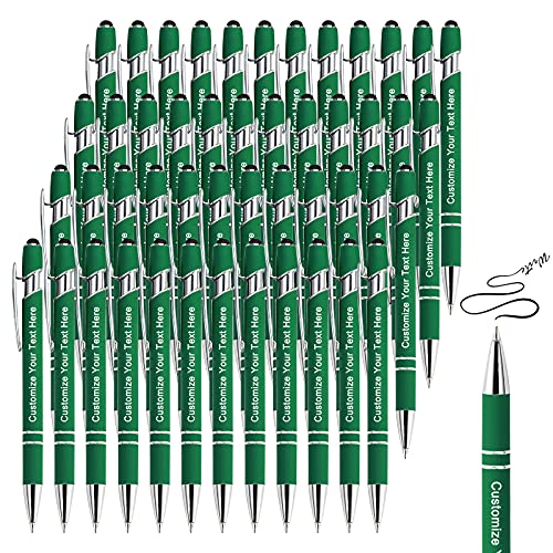 BVlleorueoi Bis Zu 300 Stück Personalisierbarer Kugelschreiber, Personalisierter Metall Stift mit Stylus, Kugelschreiber mit Namen, Logo, Nachricht Gravur Geschenk für Frauen Männer-48 Stück von BVlleorueoi