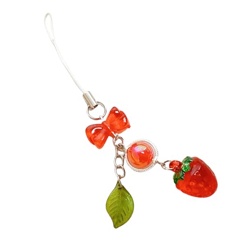 BWANGIAO Handy-Anhänger mit Blatt-Erdbeere, verspielter Anhänger mit Erdbeerblatt-Anhänger, Handy-Gurt-Accessoire für modebewusste Benutzer BWANGIAO Handy-Anhänger mit Blatt-Erdbeere, verspielter Anhänger mit Erdbeerblatt-Anhänger, Handy-Gurt-Accessoire für modebewusste Benutzer von BWANGIAO