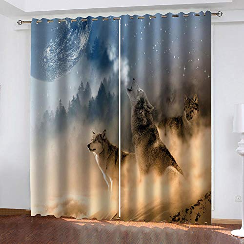 BWBJJ 3D Verdunkelungsvorhang Wolf unter dem Mondhimmel Fenster Gardinen Schlafzimmer Wohnzimmer Kinderzimmer Schlafzimmer 2Er Set Lichtundurchlässig Gardinen 2 x B140 x H175 cm BWBJJ 3D Verdunkelungsvorhang Wolf unter dem Mondhimmel Fenster Gardinen Schlafzimmer Wohnzimmer Kinderzimmer Schlafzimmer 2Er Set Lichtundurchlässig Gardinen 2 x B140 x H175 cm von BWBJJ