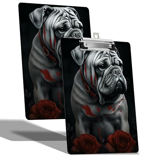 A4-Klemmbrett mit Haken zum Aufhängen und niedrigem Profil-Clip, Kunststoff-Klemmbrett für Krankenschwestern, Schreiben, Zeichenbrett mit doppelseitigem Bulldoggen-Druck für Damen, Kinder, Büro A4-Klemmbrett mit Haken zum Aufhängen und niedrigem Profil-Clip, Kunststoff-Klemmbrett für Krankenschwestern, Schreiben, Zeichenbrett mit doppelseitigem Bulldoggen-Druck für Damen, Kinder, Büro von BWEGRHE