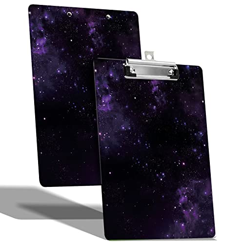A4-Klemmbrett mit Haken zum Aufhängen und niedrigem Profil-Clip, Kunststoff-Klemmbrett für Krankenschwestern, Schreiben, Zeichenbrett mit doppelseitigem Druck für Büro, Schule, violette Galaxie A4-Klemmbrett mit Haken zum Aufhängen und niedrigem Profil-Clip, Kunststoff-Klemmbrett für Krankenschwestern, Schreiben, Zeichenbrett mit doppelseitigem Druck für Büro, Schule, violette Galaxie von BWEGRHE