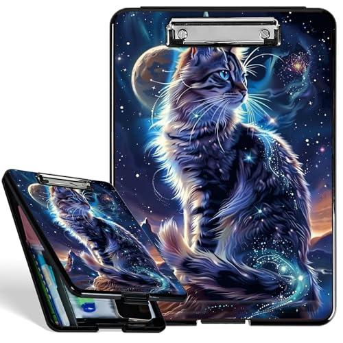 Kunststoff-Aufbewahrungs-Klemmbrett mit starkem Clip, Katzen-Galaxie, langlebiges Krankenschwester-Klemmbrett für A4-Papier, robustes Klemmbrett mit Aufbewahrungs-Schreibfläche für Büro, Schule Kunststoff-Aufbewahrungs-Klemmbrett mit starkem Clip, Katzen-Galaxie, langlebiges Krankenschwester-Klemmbrett für A4-Papier, robustes Klemmbrett mit Aufbewahrungs-Schreibfläche für Büro, Schule von BWEGRHE
