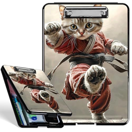 Kunststoff-Aufbewahrungs-Klemmbrett mit starkem Clip, Samurai-Katze, langlebiges Krankenschwester-Klemmbrett für A4-Papier, robustes Klemmbrett mit Aufbewahrungs-Schreibfläche für Büro, Schule Kunststoff-Aufbewahrungs-Klemmbrett mit starkem Clip, Samurai-Katze, langlebiges Krankenschwester-Klemmbrett für A4-Papier, robustes Klemmbrett mit Aufbewahrungs-Schreibfläche für Büro, Schule von BWEGRHE